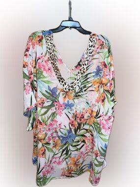 Victoria's Secret Tropical Floral V-Neck Cover Up L